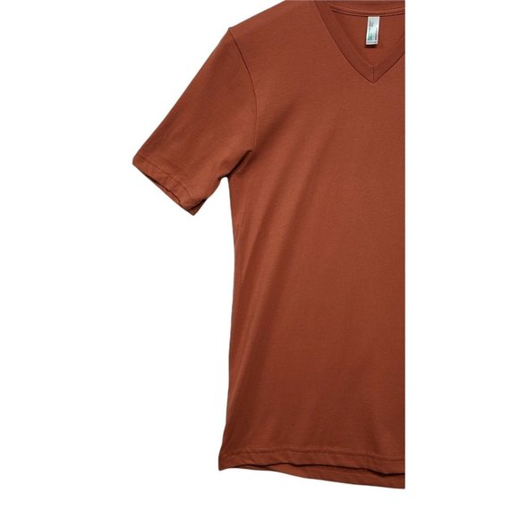 American Apparel Shirt V Neck Mens S  Fine Cotton Sustainable Tee Rust O… - Picture 7 of 7